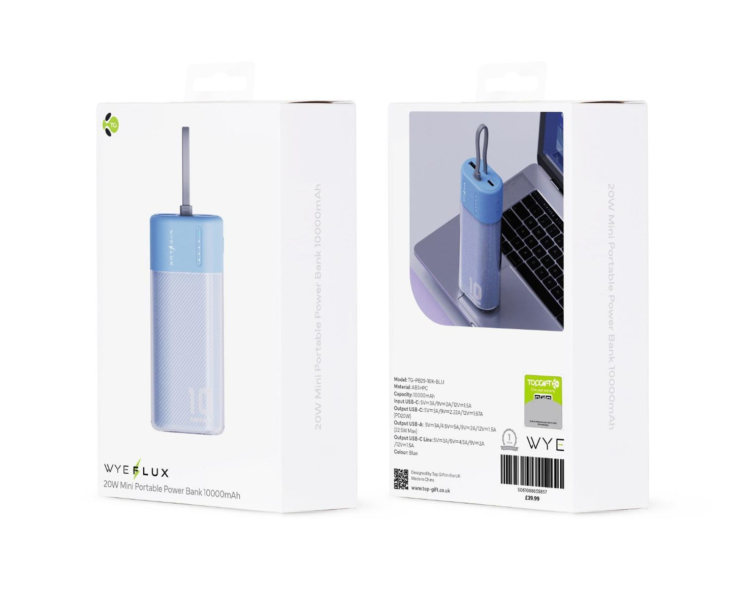 WYEFLUX 10000 mAh Mini Portable Power Bank