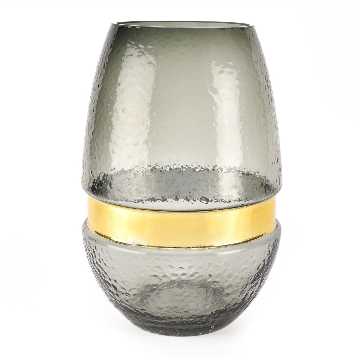 Hestia Smoke Vase with Electroplated Band 30cm