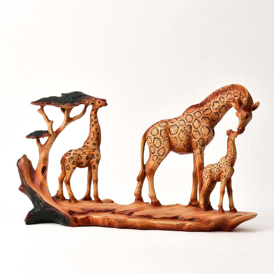 Naturecraft Wood Effect Resin Figurine - Triple Giraffe