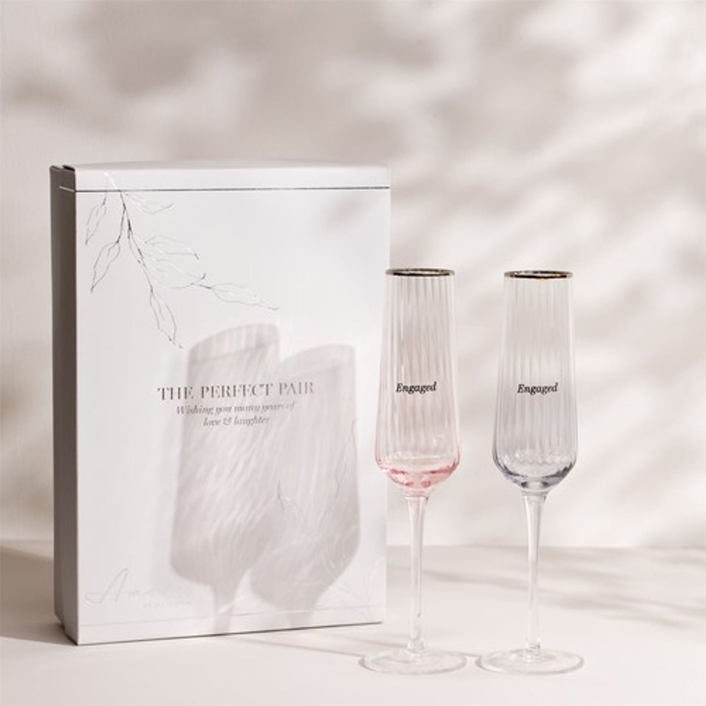 Amore Set of 2 Flute Glasses - Engaged