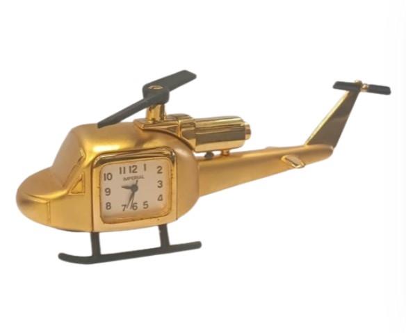 Miniature Clock Helicopter Goldentone Plated Solid Brass IMP1034 - CLEARANCE NEEDS RE-BATTERY