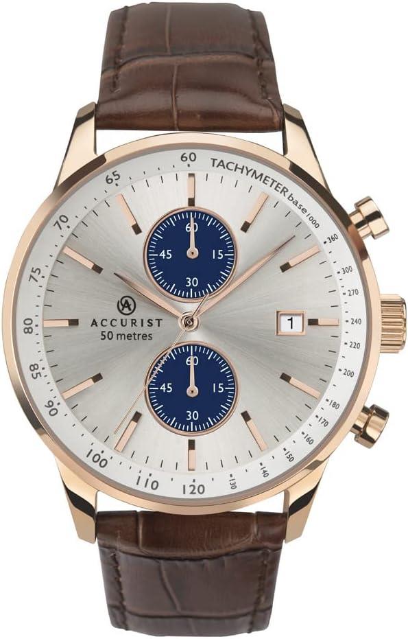 Accurist Mens Chronograph with Brown Leather Strap Watch 7227 – DK