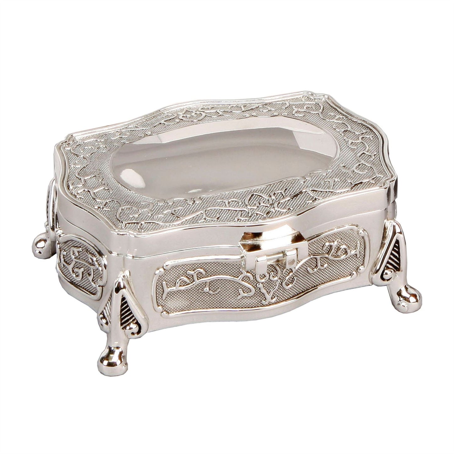 Sophia G/Boxed S/P Trinket Oblong/Wavy with feet