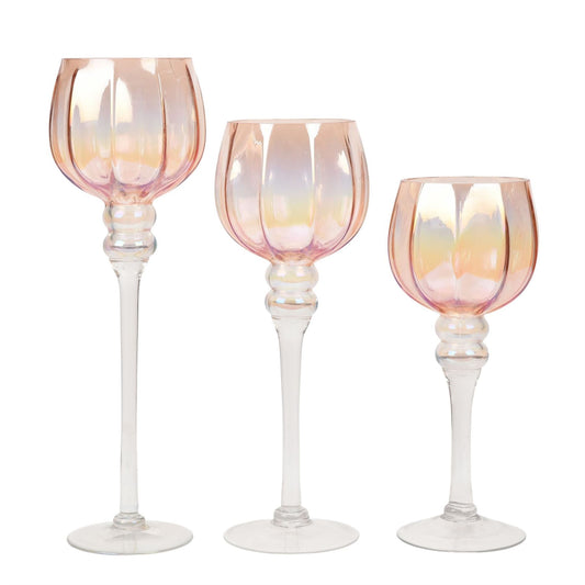 Hestia Set of 3 Iridescent Pink Goblets