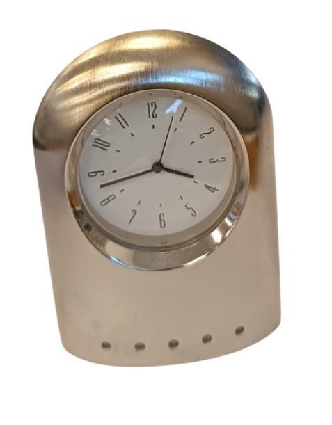 Miniature Clock Silver tone Plated Pad Lock Solid Brass IMP1053S - CLEARANCE NEEDS RE-BATTERY