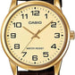 Casio Mens Fashion Gold Dial Brown Leather Strap Watch MTP-V001GL-9BUDF