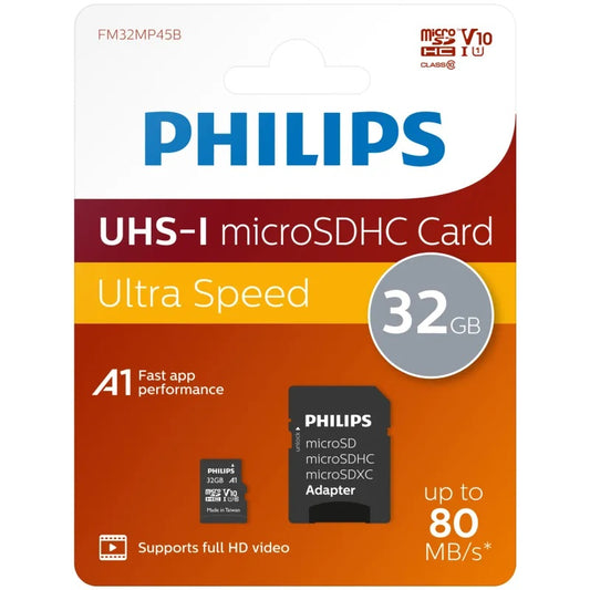 Philips Micro SDHC Card 32GB Class 10 UHS-I U1  with Adapter
