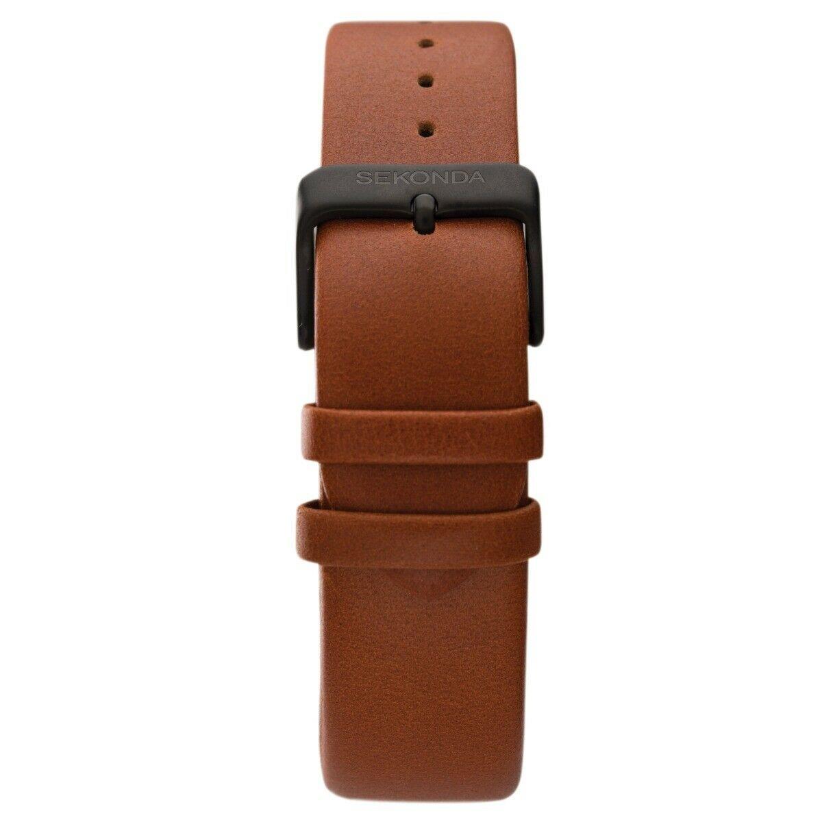 Sekonda Mens Fashion Dated Grey Dial with Brown Leather Strap Watch 1828