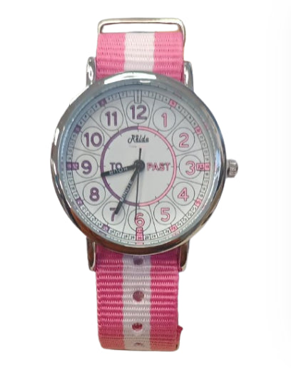 Relda Time Teacher Girls Childrens Analogue Nylon Strap Watch REL111 NEEDS BATTERY