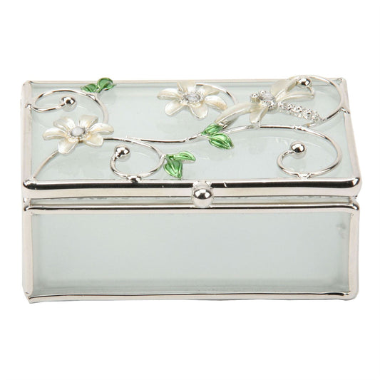 Sophia Glass & Wire Oblong Trinket Box with Dragonfly Ivory