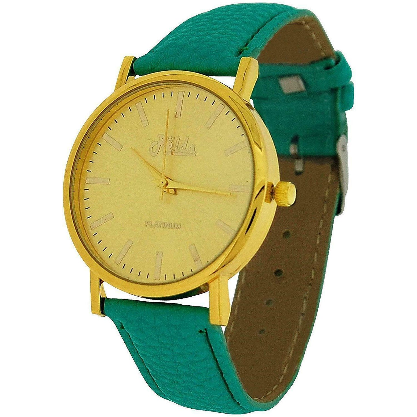 Relda Women Analogue Jumbo Gold tone Dial & Leather Strap With Buckle REL6 Available Multiple Colour - Needs Battery.