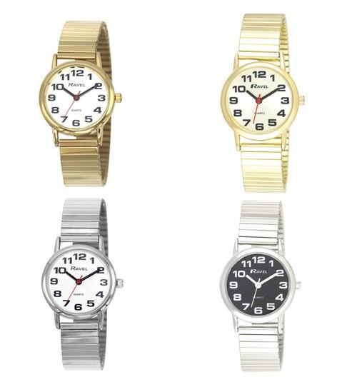 Ravel Ladies Classic Bold Easy Read Expander Bracelet Watch R0208L