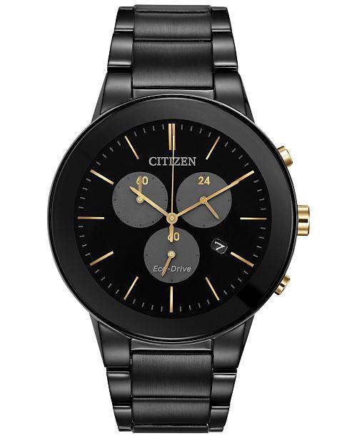 Citizen Axiom Mens Chronograph Black Dial Black Stainless Steel