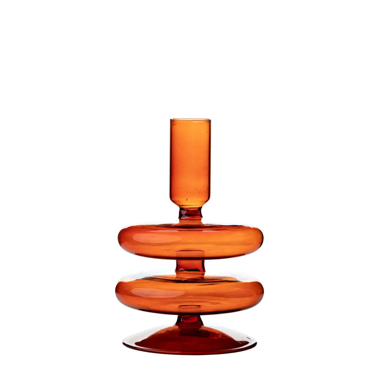 Hestia Glass Candle Holder Terracotta 15 x 9cm