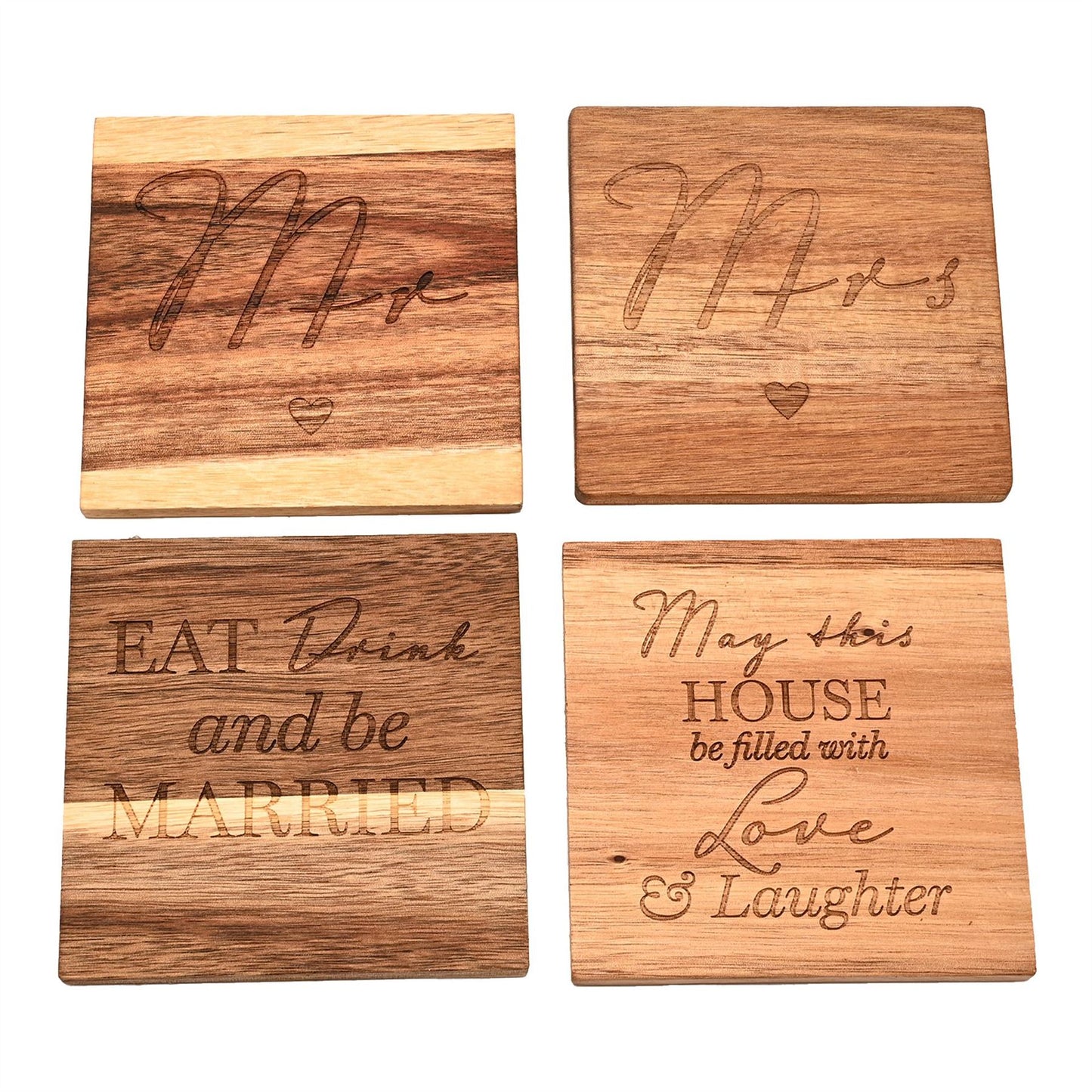 Amore 4pc Wooden Coaster Set