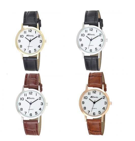 Ravel Mens Basic Leather Strap Watch R0102M Available Multiple Colour