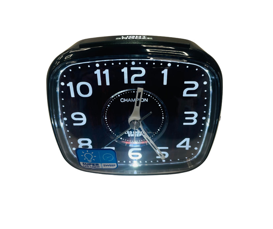 Champion Supalite Light/Snooze with Silent Sweep Alarm Clock MF8588 Available Multiple Colour