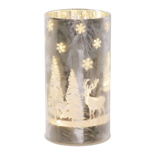 Frosted Reindeer Forest Scene Small LED Tube Light