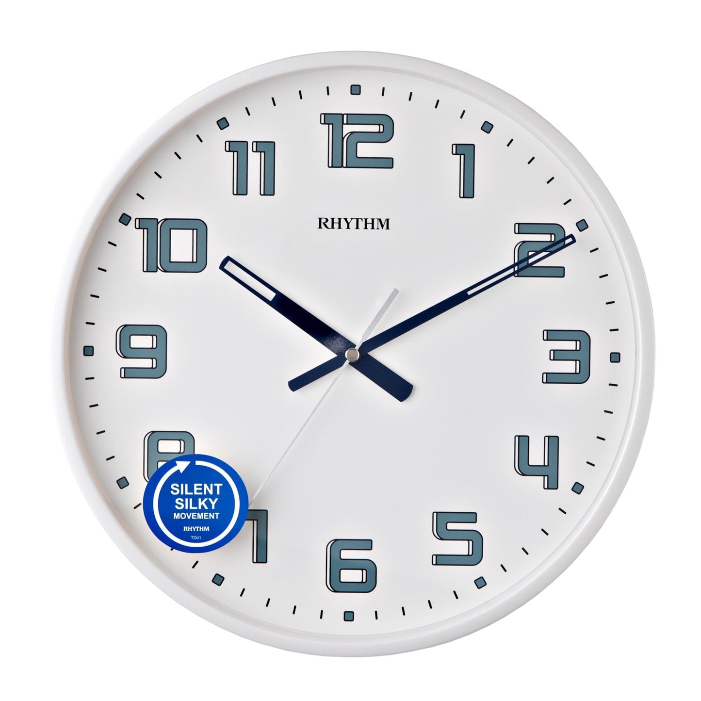 Rhythm Round Pearl White Silent Wall Clock