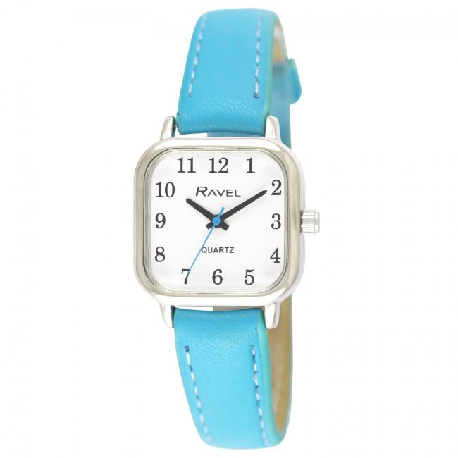 Ravel Ladies Cushion Shaped Brights Leather Strap Watch R0141 Available Multiple Bright Colour