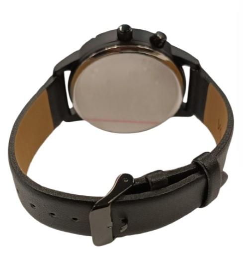 Sekonda Mens Fashion Dated White Face Black Leather Strap watch