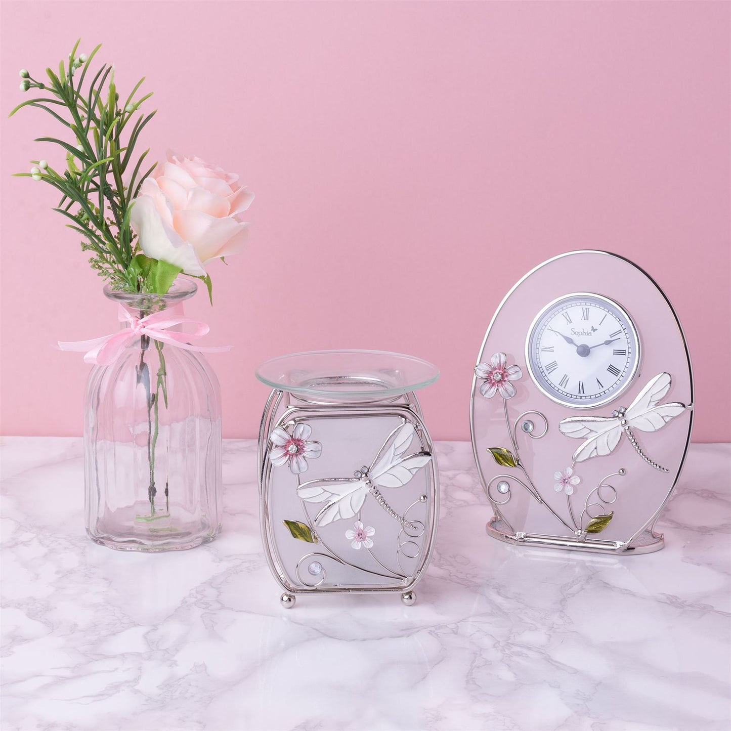 Wm.Widdop Glass Oval Crystals Mantel Clock Available Multiple Design