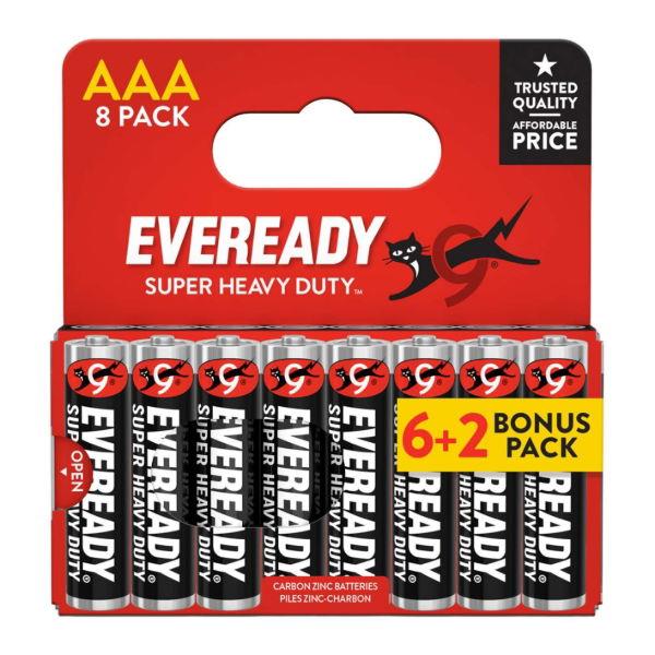 Eveready Batteries AAA Super Heavy Duty - Pack of 8 (6 + 2)