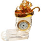 Miniature Clock Crystal Glass Christmas Stocking Gold Plated Metal Solid Brass IMP516 - CLEARANCE NEEDS RE-BATTERY