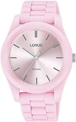 Lorus Ladies Analogue Quartz Pink Dial with Rubber Silicone Strap Watch - RG257RX9 NEEDS BATTERY