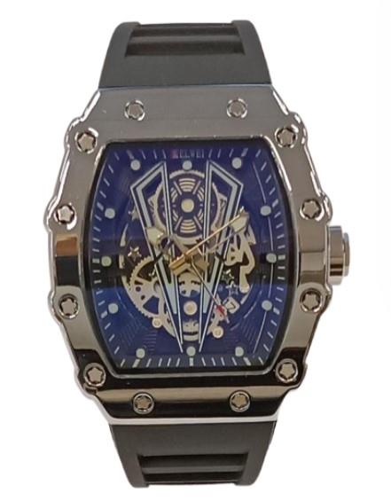 New Rubber Gents Solid Fashion Quartz Movement Screw Decoration Skeleton Dial Rubber Strap Watch Available Multiple Colour