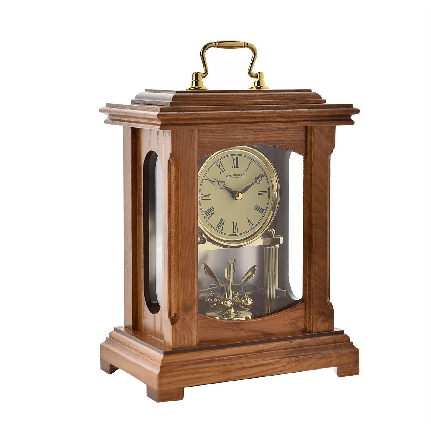 William Widdop Wooden Lantern Style Mantel Clock with Handle W2006