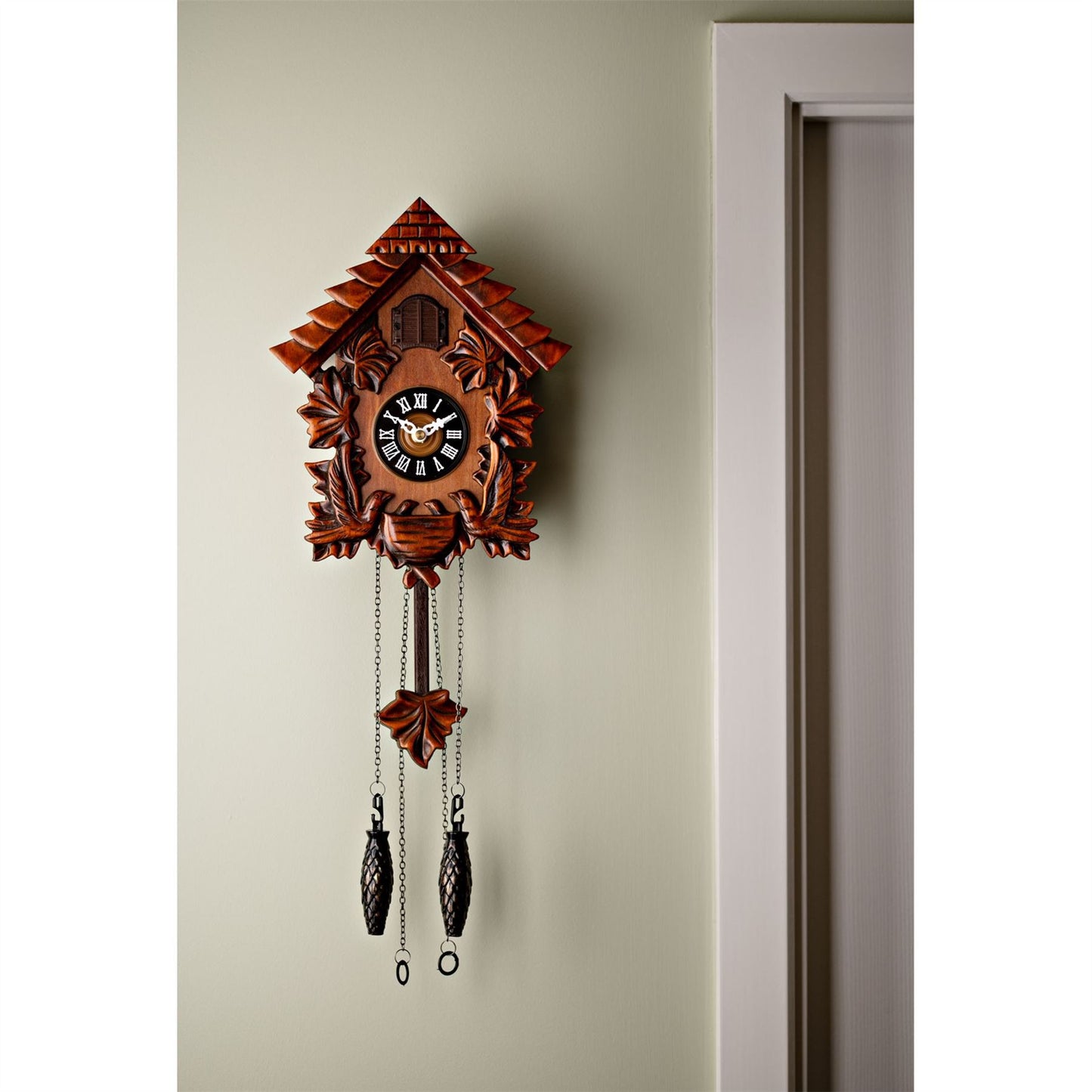 Qtz Cuckoo Clock - Wooden - Pitched Roof