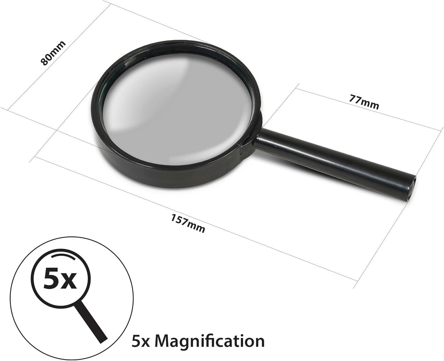 Eagle Handheld Portable Magnifying Glass With Clear Precision Optics, 5X Magnificatio