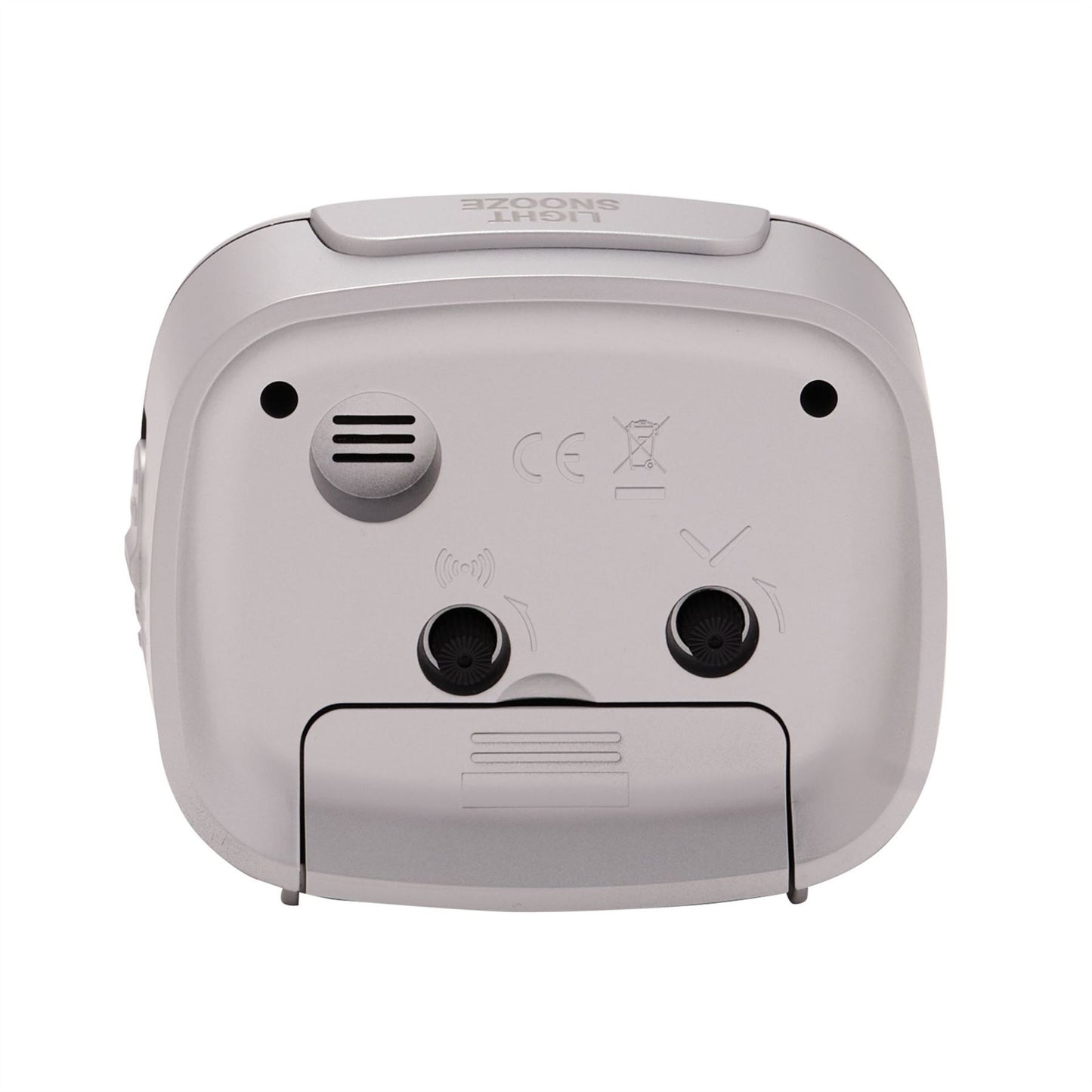 Wm.Widdop Silent Sweep Square LED Alarm Clock Illuminated Button & White Dial - Silver