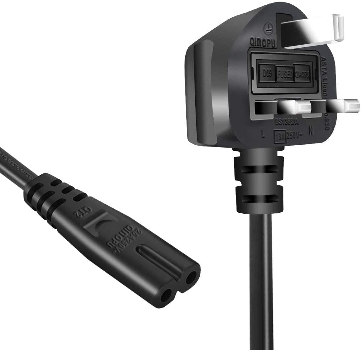 ExtraStar 2 Pin Power Cable UK Plug 1.5m – Black