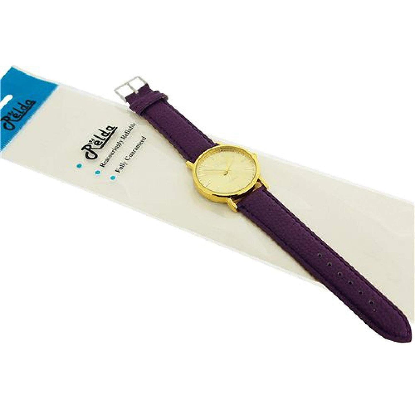 Relda Women Analogue Jumbo Gold tone Dial & Leather Strap With Buckle REL6 Available Multiple Colour - Needs Battery.