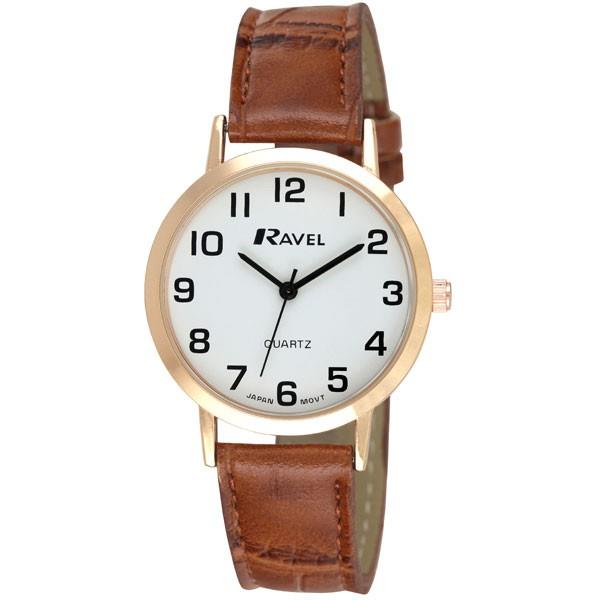 Ravel Mens Basic Leather Strap Watch R0102M Available Multiple Colour