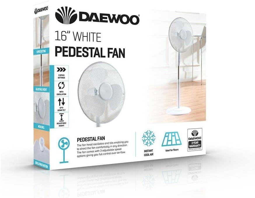 Daewoo Round Base 16" Pedestal Fan White