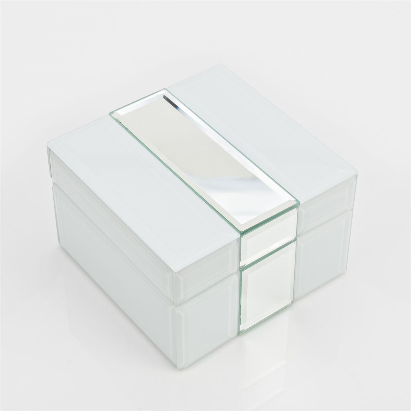 Hestia White & Silver Glass Box 12.5cm
