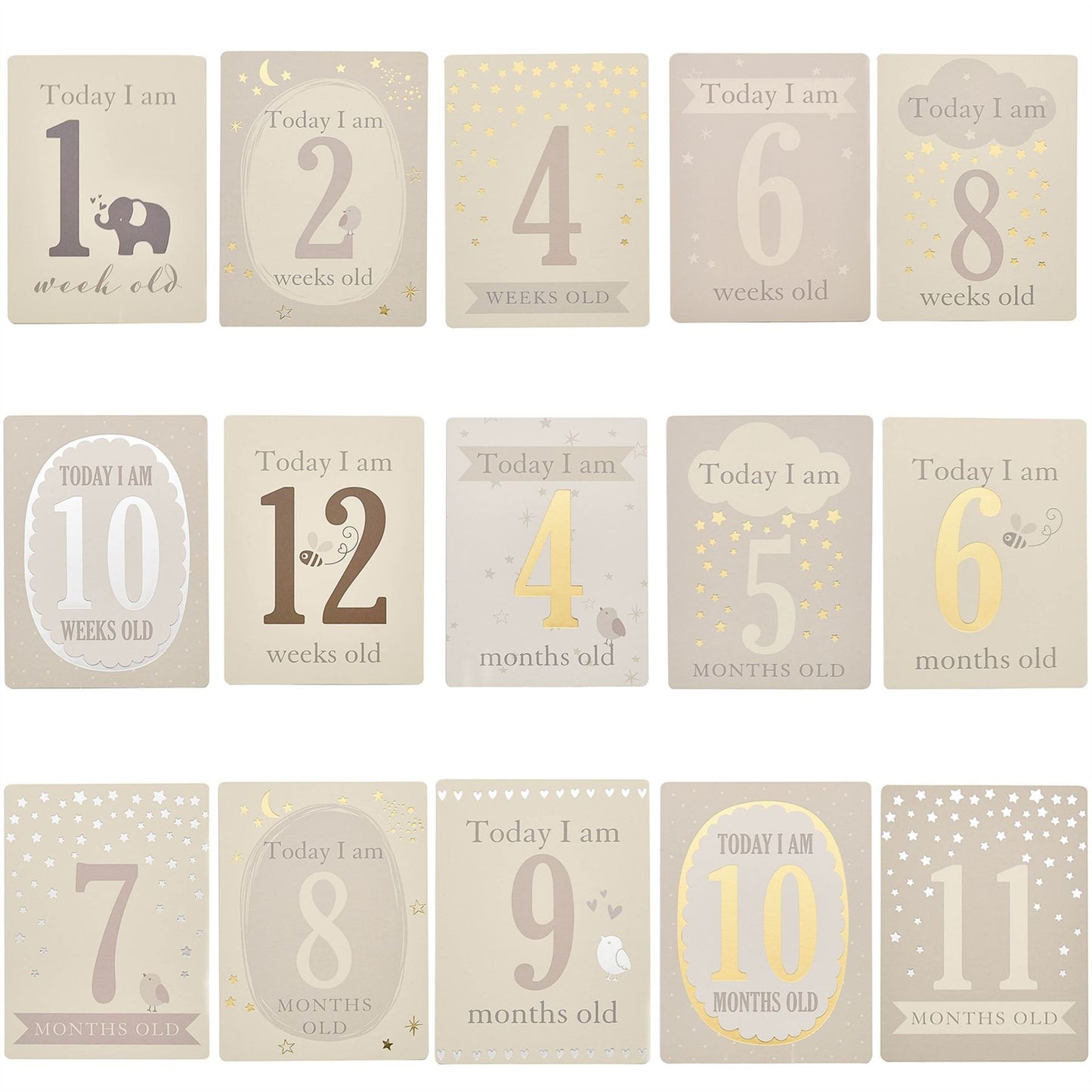 Bambino Little Star Baby Milestone Cards with foil
