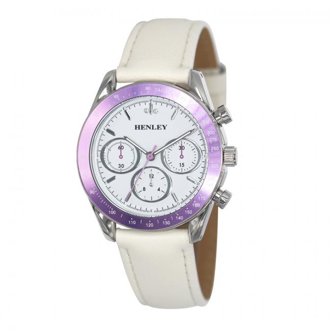 Henley Ladies Fashion Round sporty white dial Leather Strap Watch H06183 Available Multiple Colour
