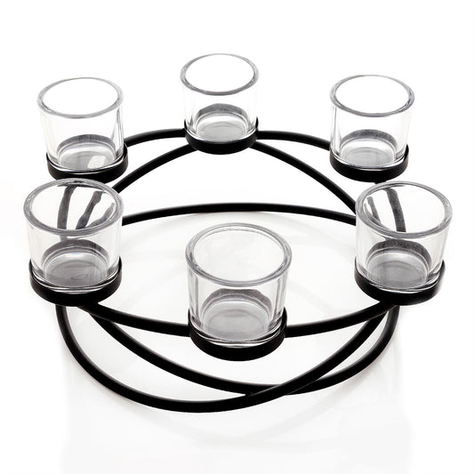Hestia Black Metal Wreath Candle Holder 31cm