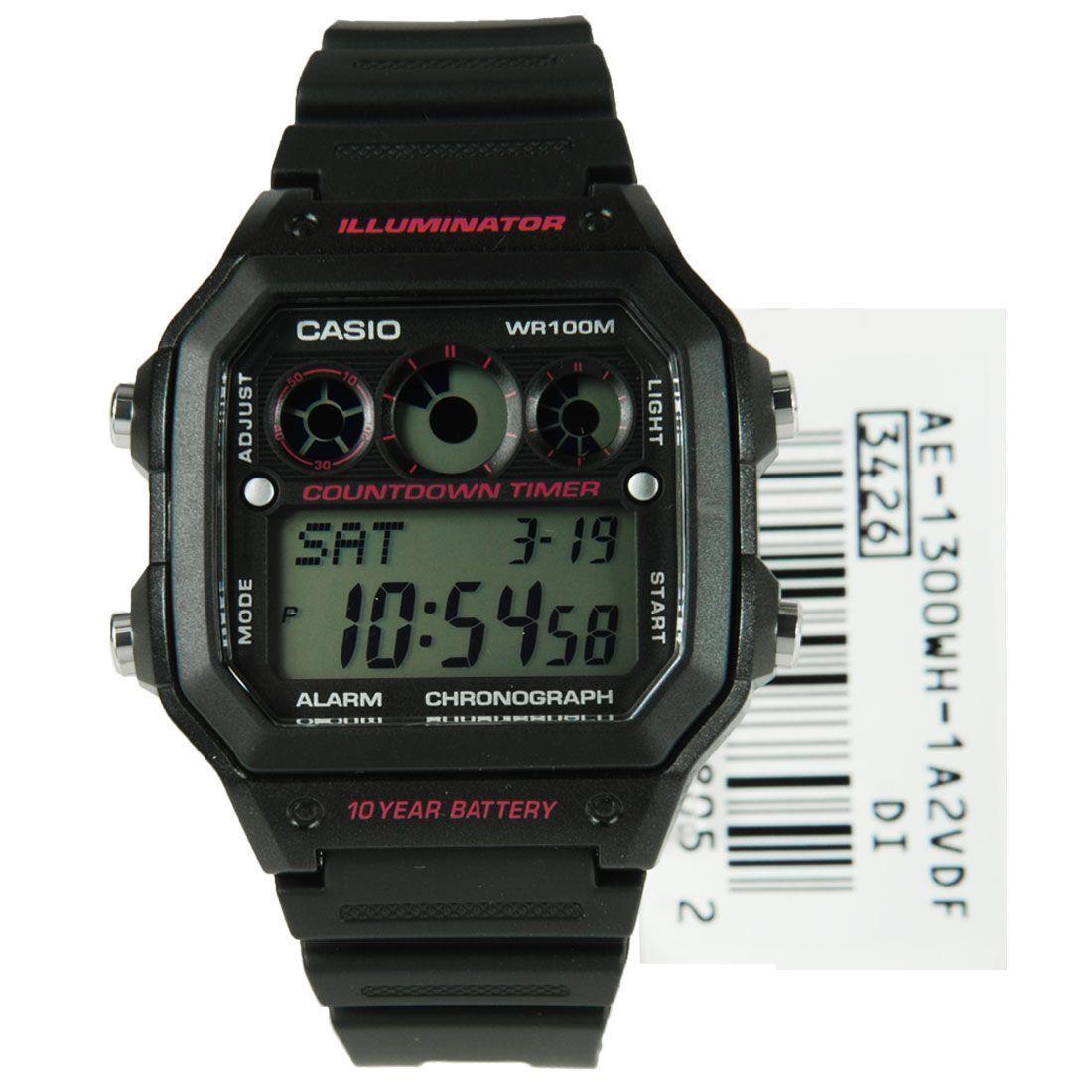 Casio Mens Digital World Time Alarm Rubber Strap Watch Available Multiple Colour