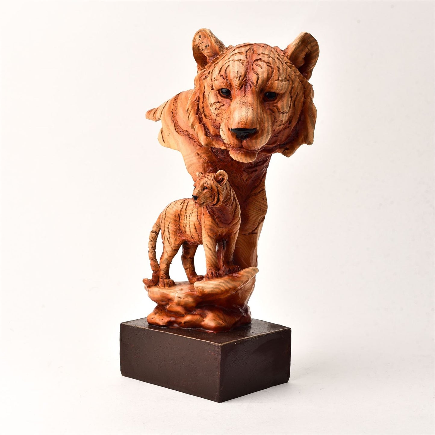 Naturecraft Wood Effect Resin Figurine - Tiger Head & Cub
