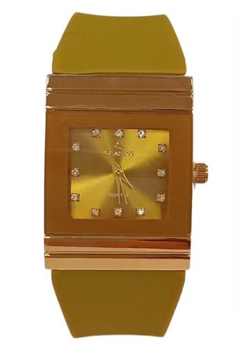 Clasico Ladies Water Resistant Bling Big Square Dial Rubber Strap WatcH Available Multiple colour
