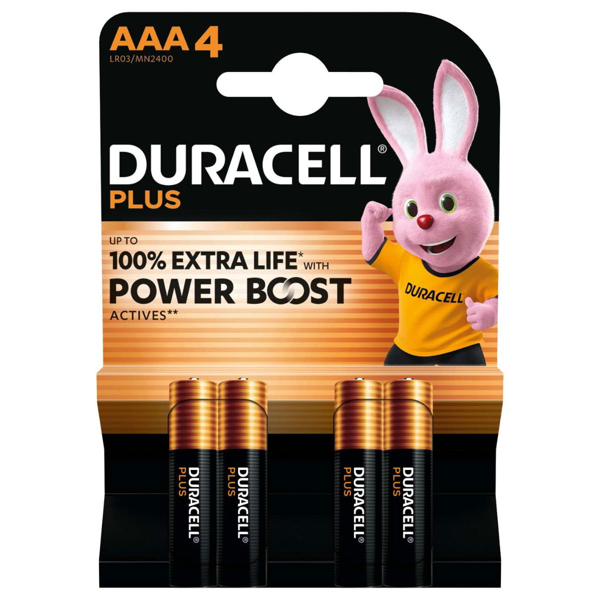 Duracell AAA Plus Power With Power Boost Actives - Pack of 4 - Box of 10