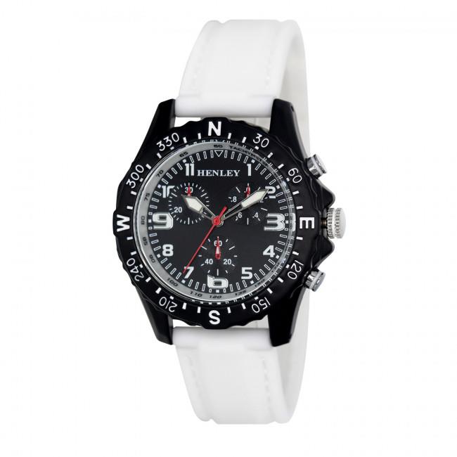 Henley Ladies Fashion Round Matt black sports dial Silicone Strap Watch H06182 Available Multiple Colour