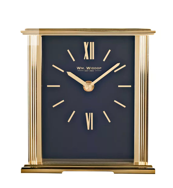 WIDDOP GOLD MANTEL CLOCK NAVY BLUE DIAL W2940