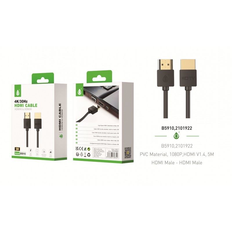 HDMI Cable 4K/30H to HDMI/M to HDMI/M 5m Length High Speed