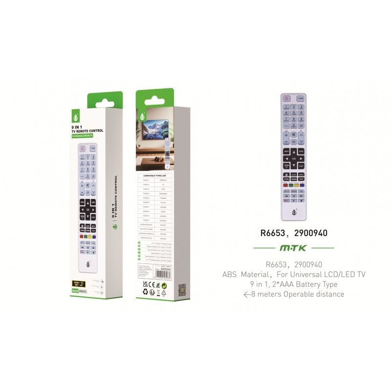 MTK 9 in 1 TV Remote Control Universal LCD/LED TV - Easy to setup